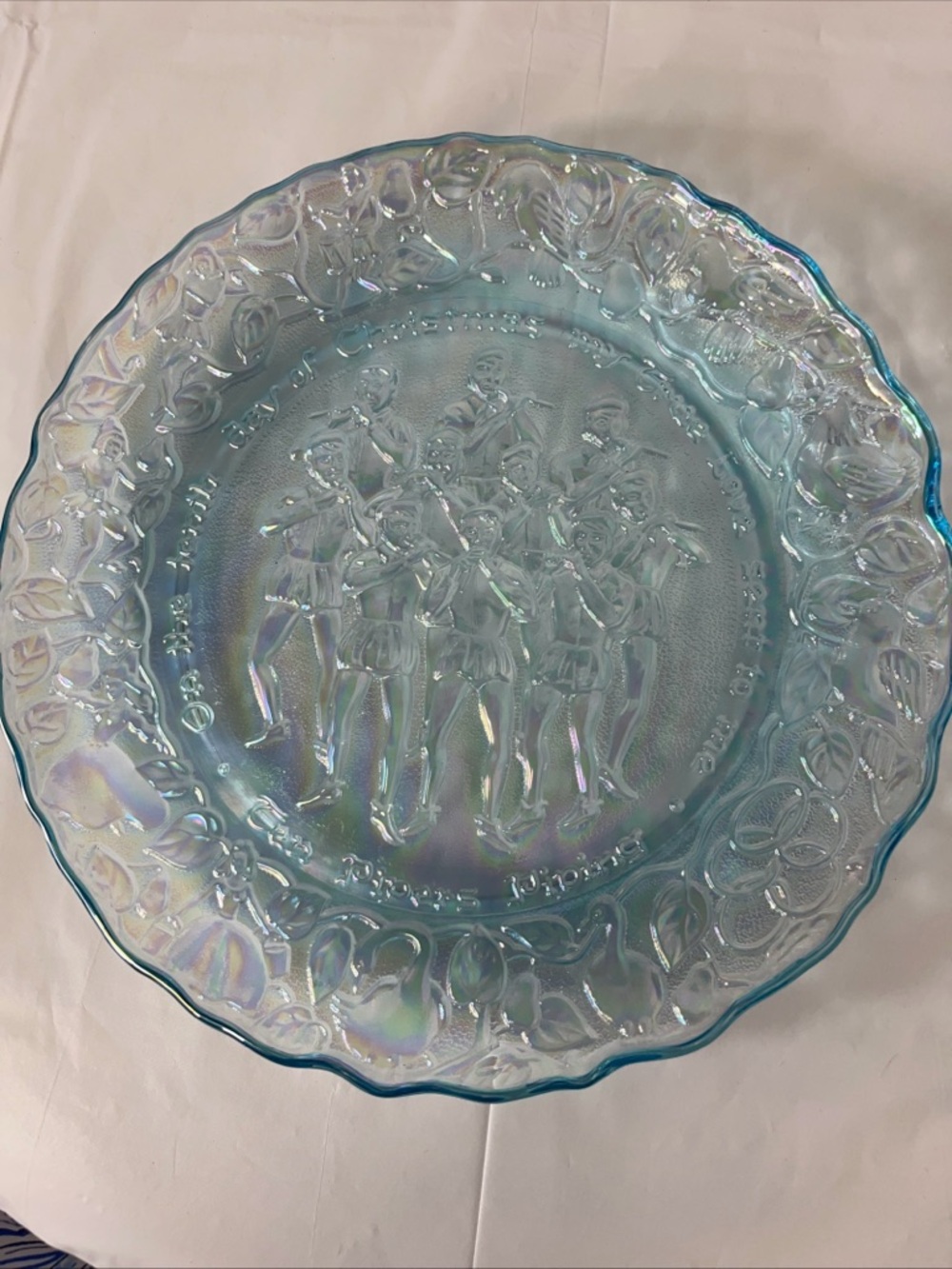 Iridescent Blue Glass Decorative Plate - Home Art